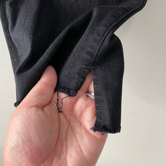 FRAME Denim Le High Straight Leg Staggered Raw Hem Jeans Black High Waist Sz 30 - Picture 5 of 13